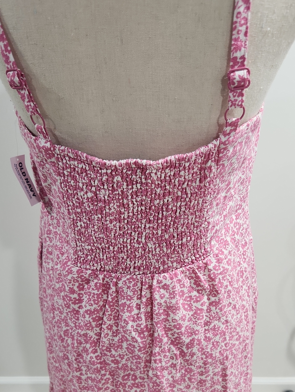 NWT. Old Navy Fit & Flare Cami Mini Dress Linen Blend Barbiecore Cottagecore - Picture 6 of 10